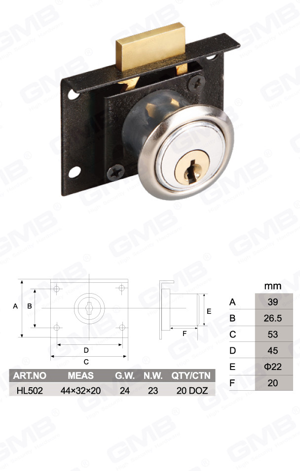 Высококачественный замок из цинкового сплава для дверей шкафа и ящика для мебели (HL502) (2)