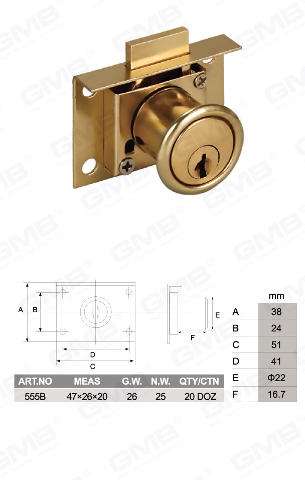 Высококачественный замок из цинкового сплава для дверей шкафа и ящика для мебели (555B) (2)