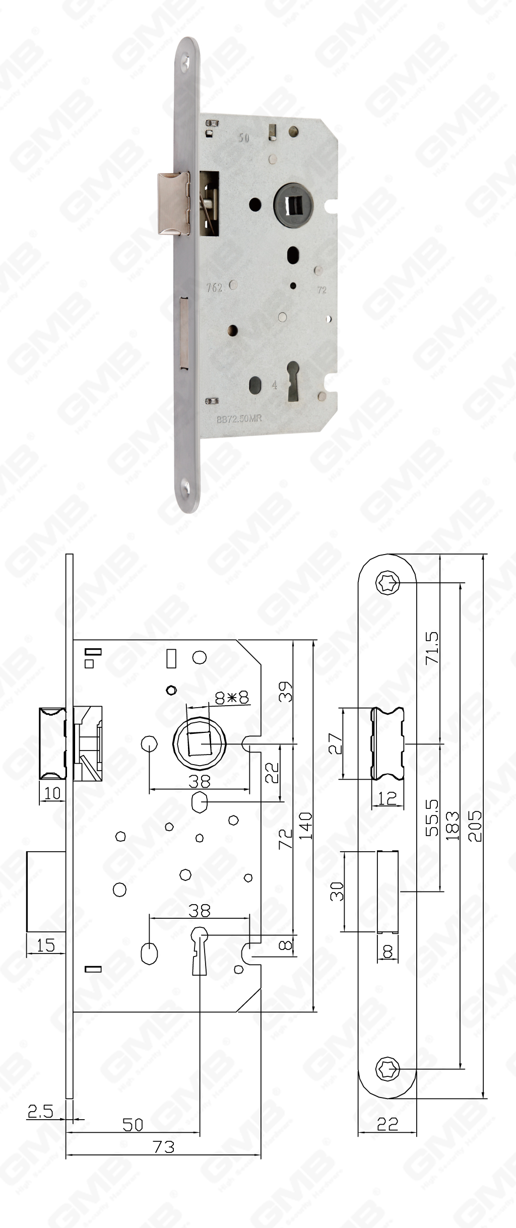 02 Замок врезной第二部分_BB.72.50MR-90
