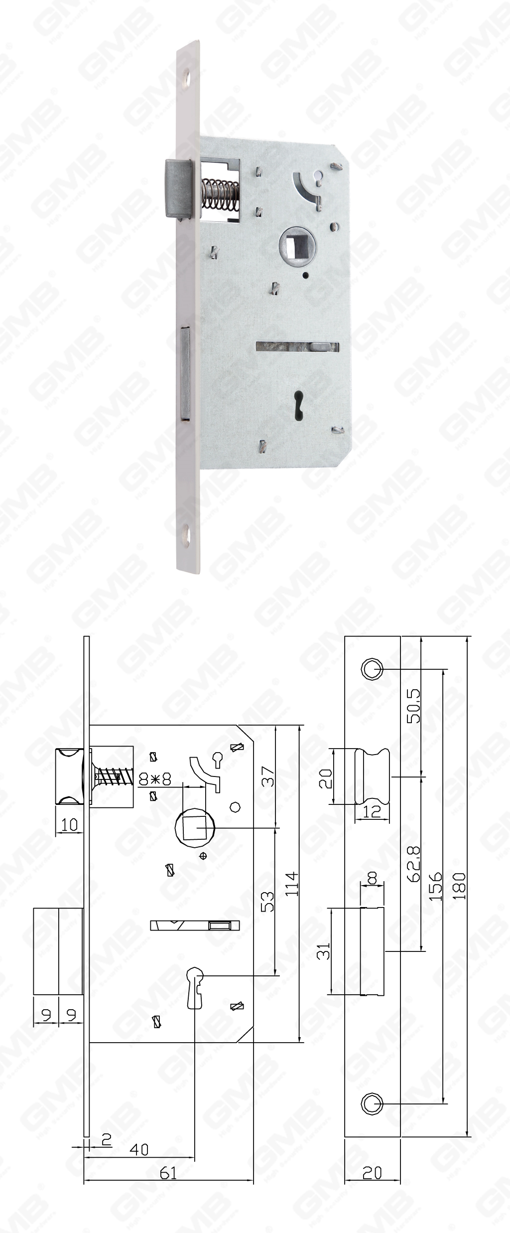 02 Замок врезной第三部分_JH1002K-98