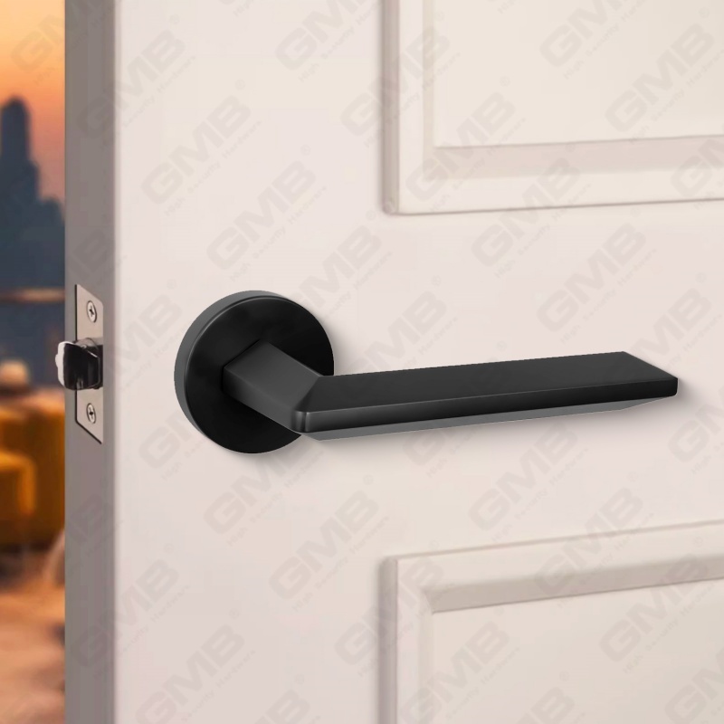 Современная простая ручка дверного замка из цельного цинкового сплава на круглой розетке (Z062406)