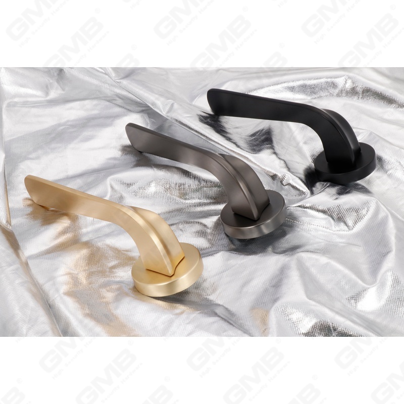 Современная простая ручка дверного замка из цельного цинкового сплава на круглой розетке (Z062402)