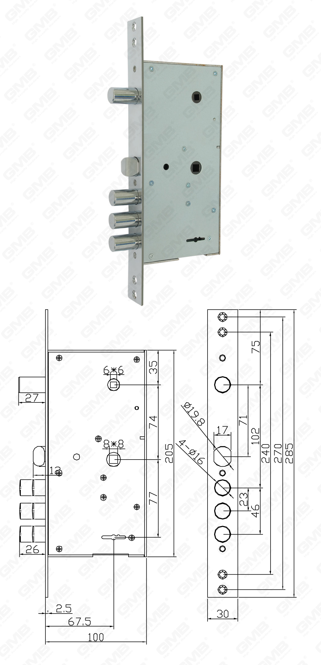01 Врезной замок повышенной безопасности_262RL-40