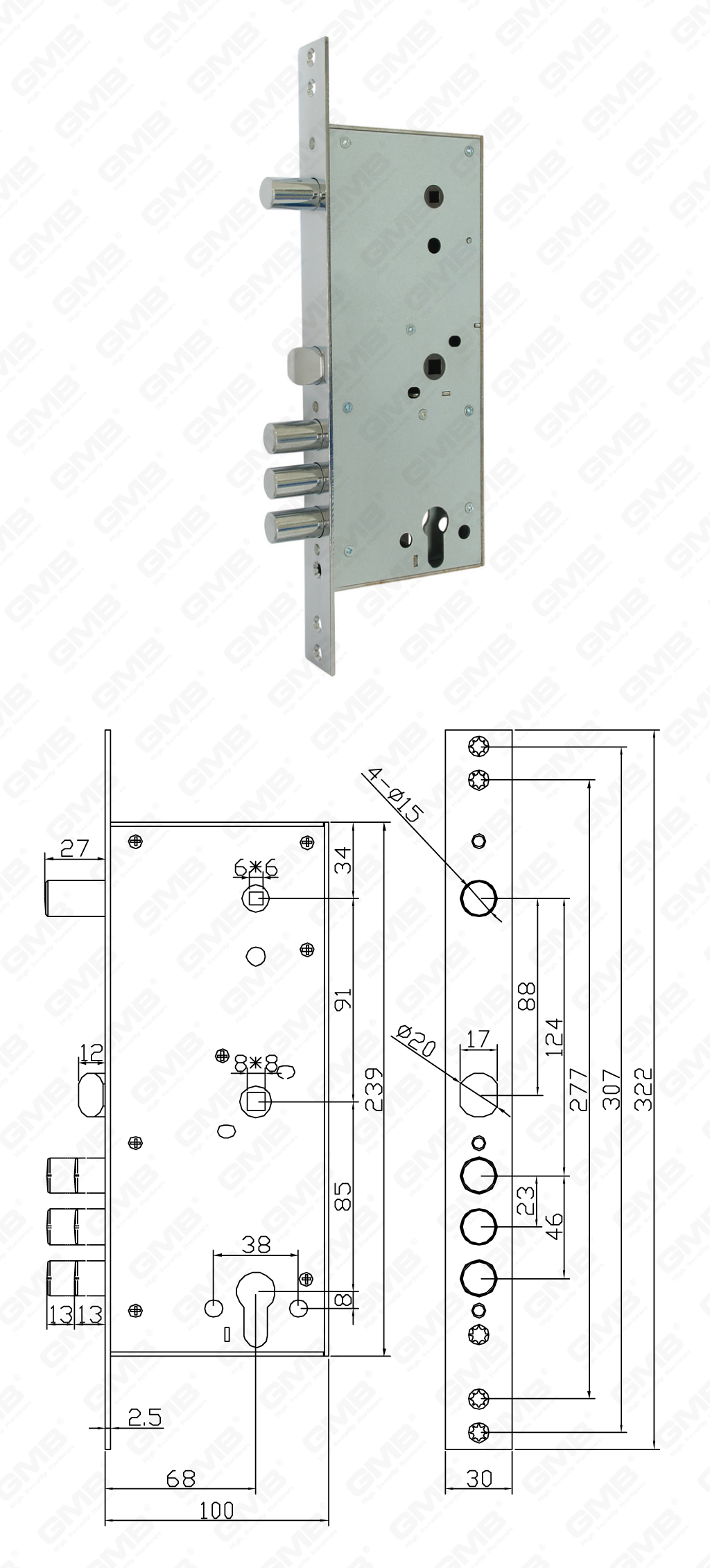 01 Врезной замок повышенной безопасности_262RL-C-44