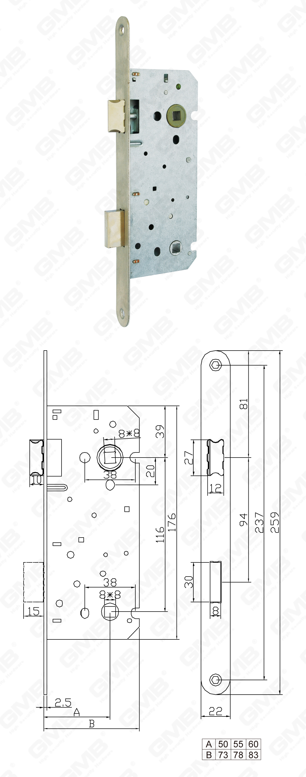 02 Замок врезной第二部分_WC116.50S-55S-60S-113