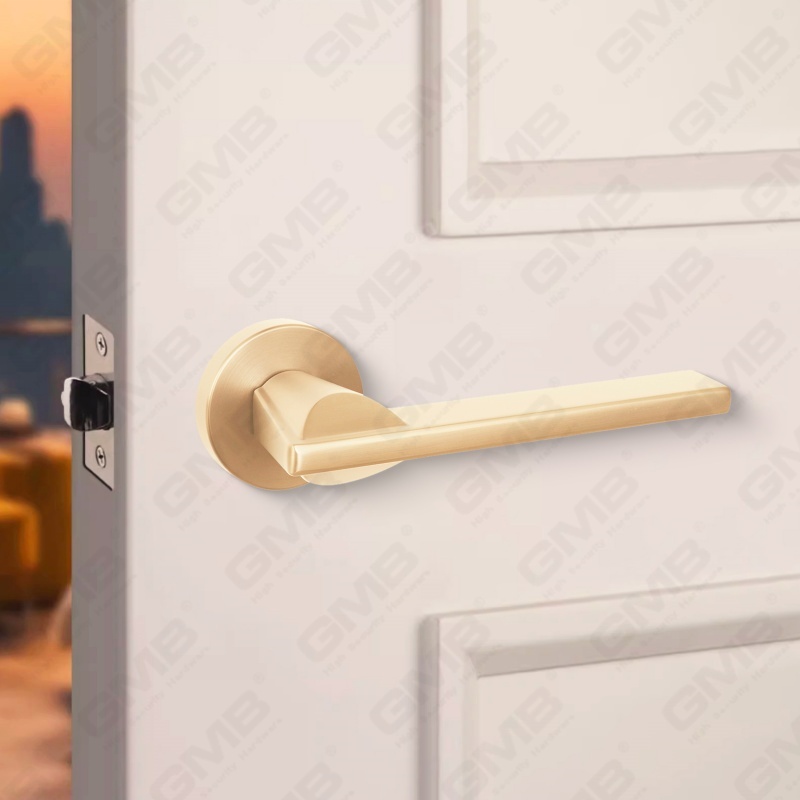 Современная простая ручка дверного замка из цельного цинкового сплава на круглой розетке (Z062407)