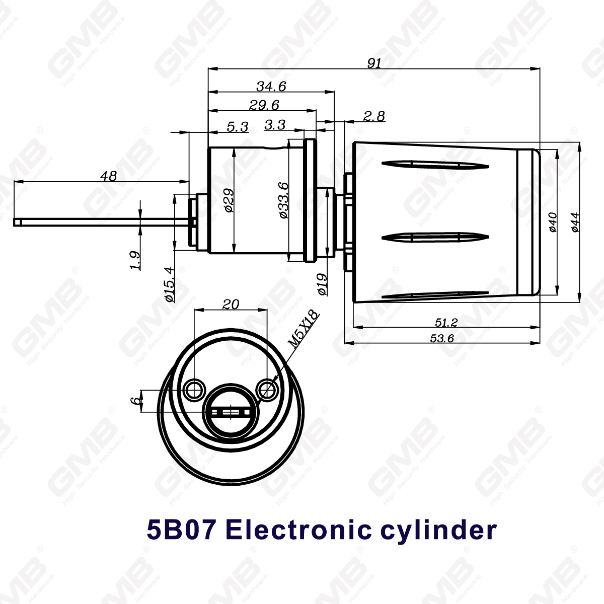 Высокоэтапная многопользовательская способность IP67 Wi-Fi Digital Регулируемый модульный профиль Smart Electronic Lock Cylinder (5B07)