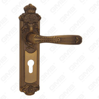 Дверная ручка Потяните деревянные дверные аппаратные ручки заблокированного дверной ручки на тарелке для Mortice Lockset с помощью цинк сплава или стальной ручки дверей (CM579-C35-DYB)