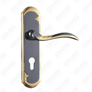 Дверная ручка Потяните деревянные дверные аппаратные ручки блокировки дверной ручки на тарелке для хрустящего замка с помощью цинк сплава или стальной ручки двери (ZM83238-HG)