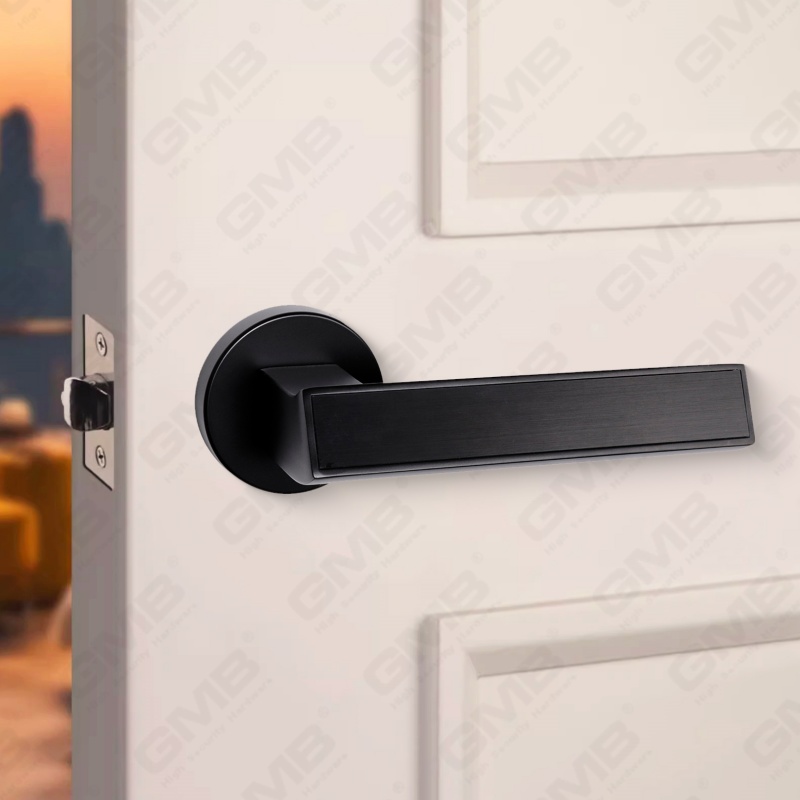 Современная простая ручка дверного замка из цельного цинкового сплава на круглой розетке (Z062414)