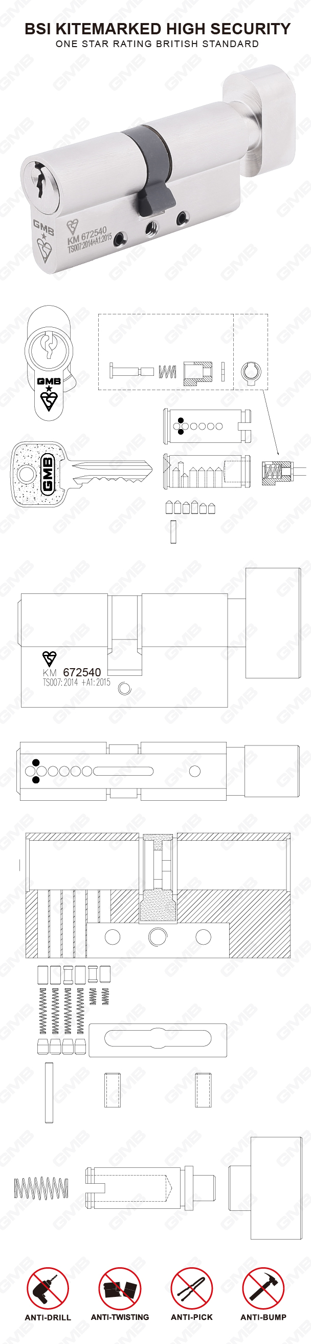 04 Цилиндр повышенной безопасности BSI_672540 с поворотной ручкой 