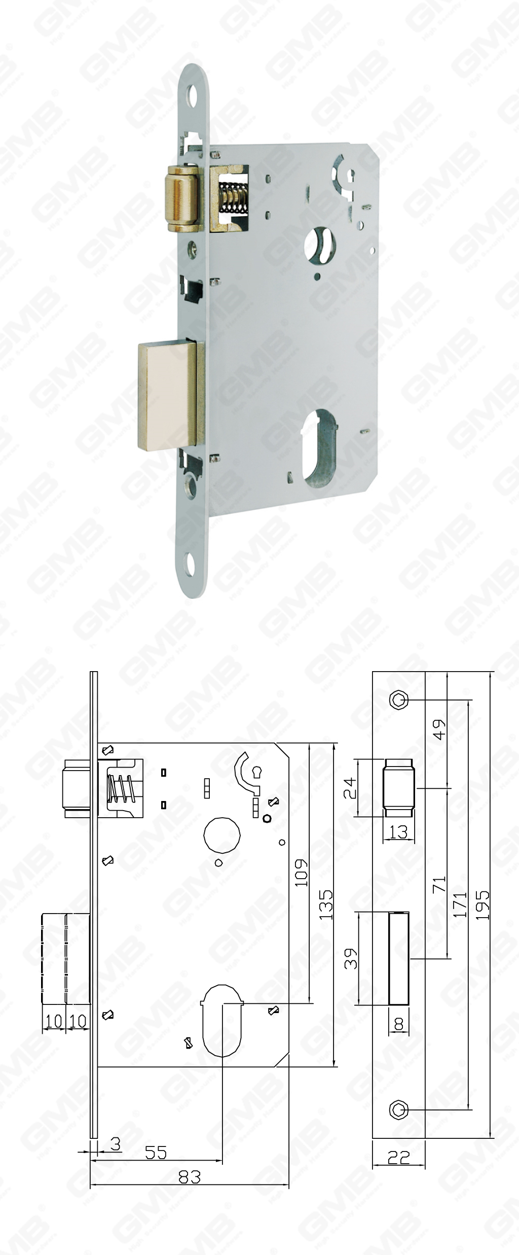 02 Замок врезной第三部分_JH1001U-96