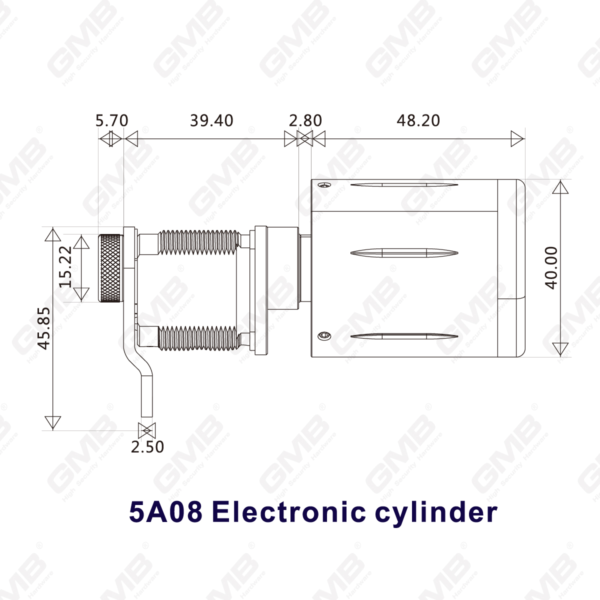 Высокоэтапная многопользовательская способность IP65 Wi-Fi Digital Rectustable Modular Profile Smart Electronic Door Lock Cylinder (5A08)