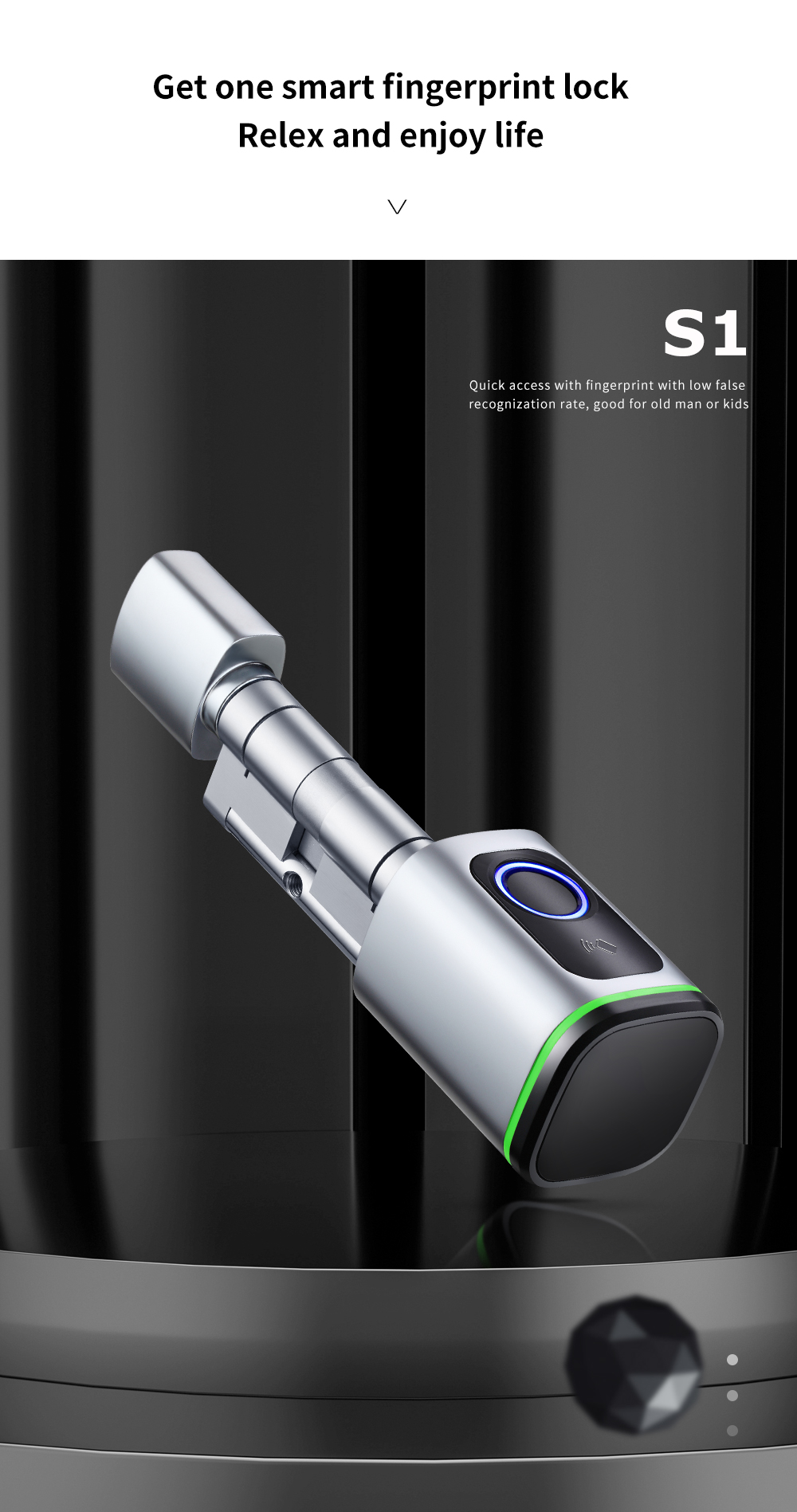 Биометрическая смарт-карта NFC Цилиндр блокировки пароля Электронный цилиндр ЭЛЕКТРОННЫЙ ЦИЛИНДР (S1)