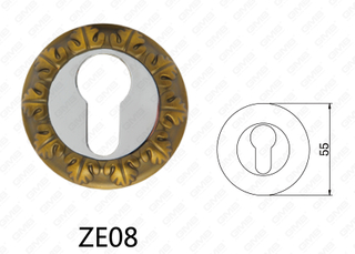 Цинковый сплав Zamak алюминиевая ручка двери круглая розетка (ZE08)