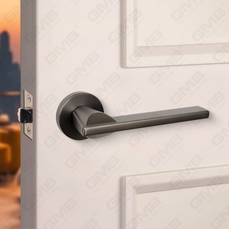 Современная простая ручка дверного замка из цельного цинкового сплава на круглой розетке (Z062407)