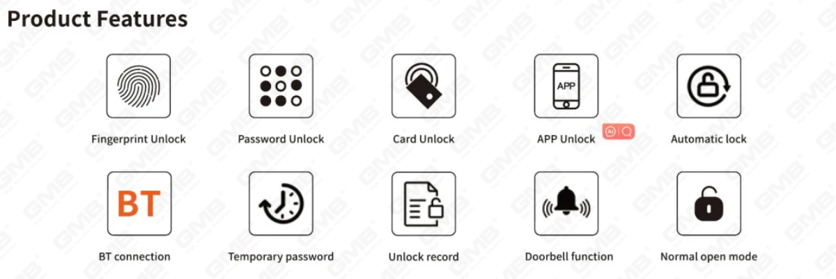 Отпечатка отпечатков пальцев/RFID/RFID/Wi -Fi/Tuya/TT App Digital Smart Glass Door Lock (254)