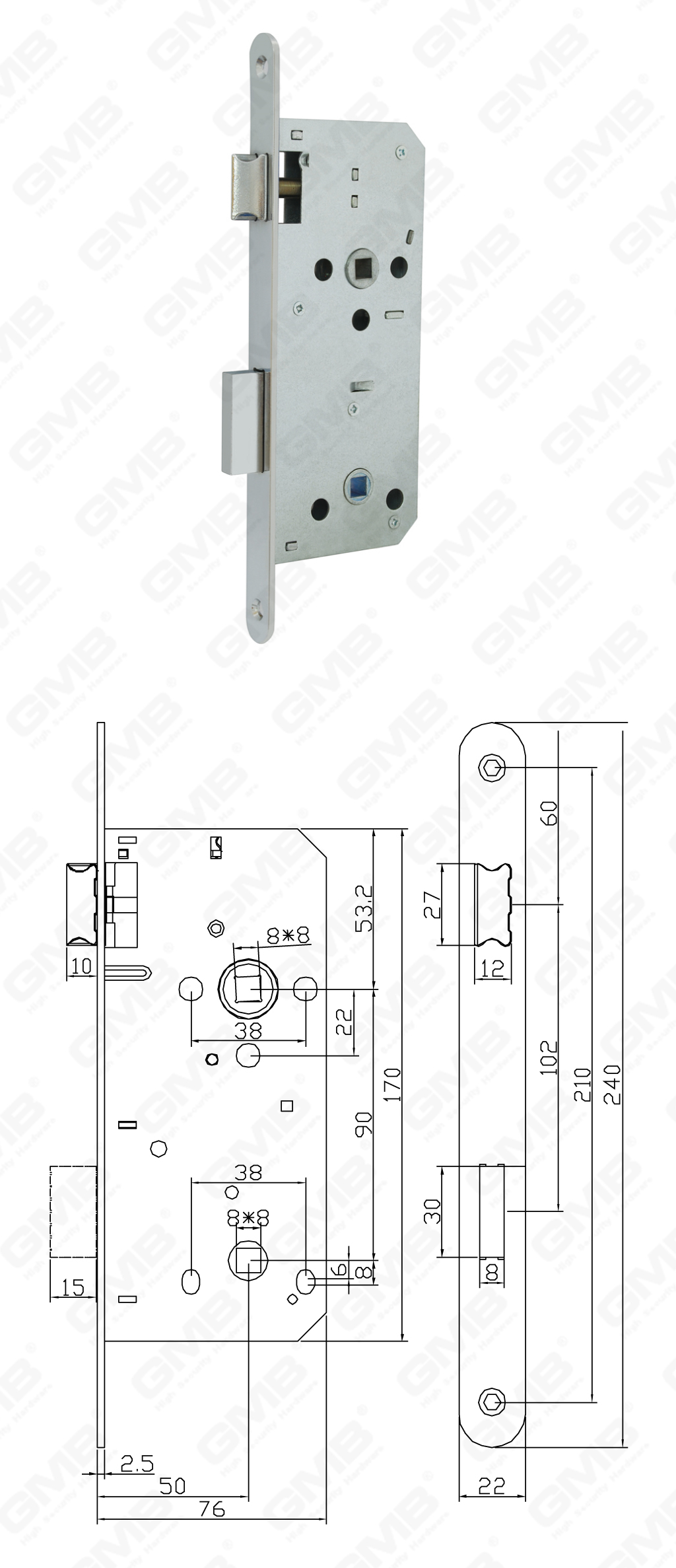 02 Замок врезной第二部分_WC90.50R-110