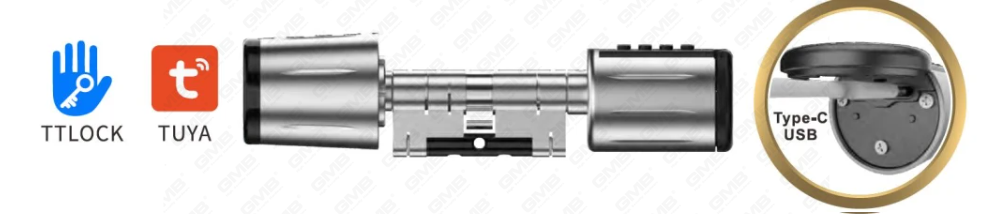 Высокая безопасность многонакомпинг способов ip66-ключа пароль отпечатков пальцев Rfidwifi Цифровой регулируемый модульный профиль TUYA/TT Smart Electronic Door Lock Cylinder