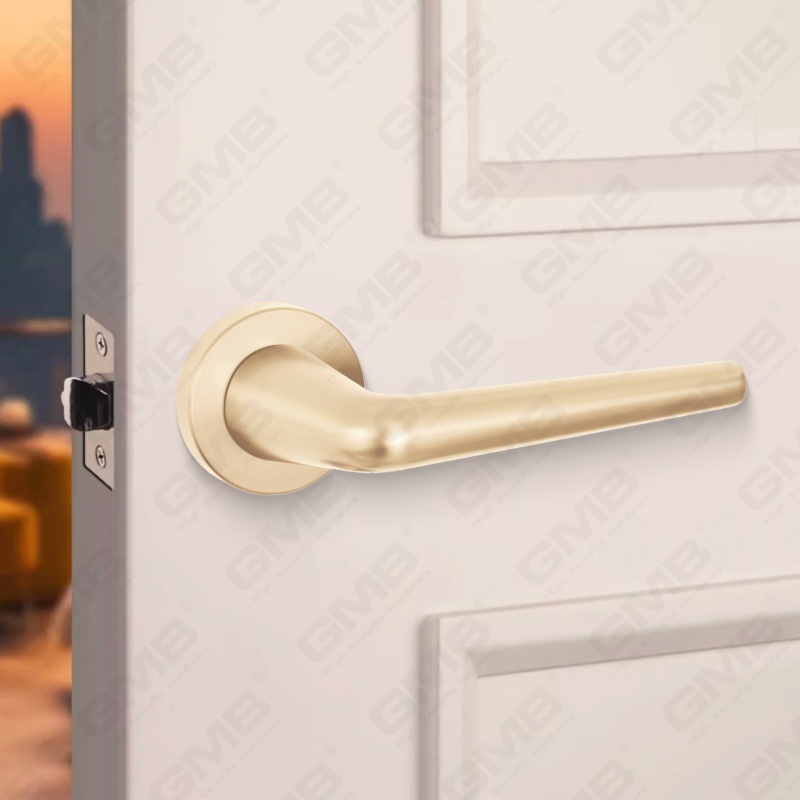 Современная простая ручка дверного замка из цельного цинкового сплава на круглой розетке (Z062405)